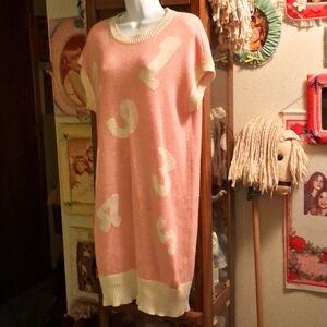 Vintage 90's,Like NEW,Pastel Pink & Cream Colored,Knit Sweater Dress🩷🤍💕